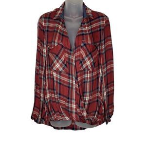 Willow & Clay Women's Plaid Crossover Shirt Size XS NWT
